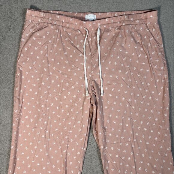 Love By Gap 2 Piece Pajama Set Women Size XXL Blush Pink Palm Tree AOP Tropical - Picture 14 of 16